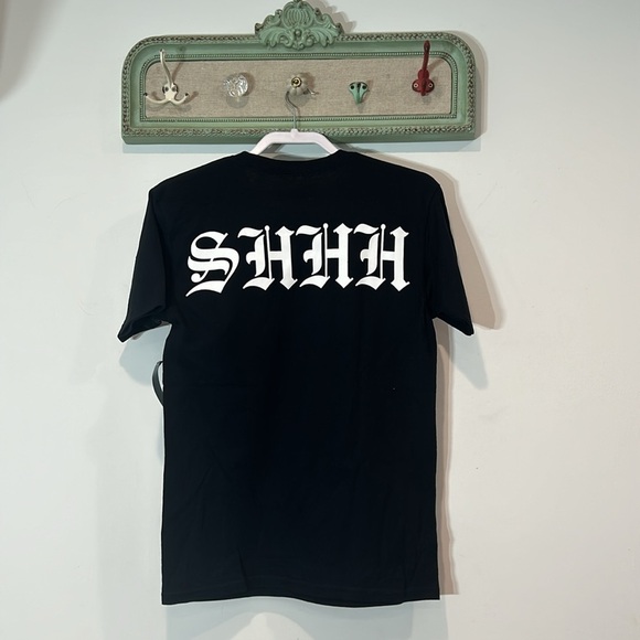 Brand New Shhh doberman fair warning short sleeve crewneck graphic T-shirt black - Picture 4 of 6